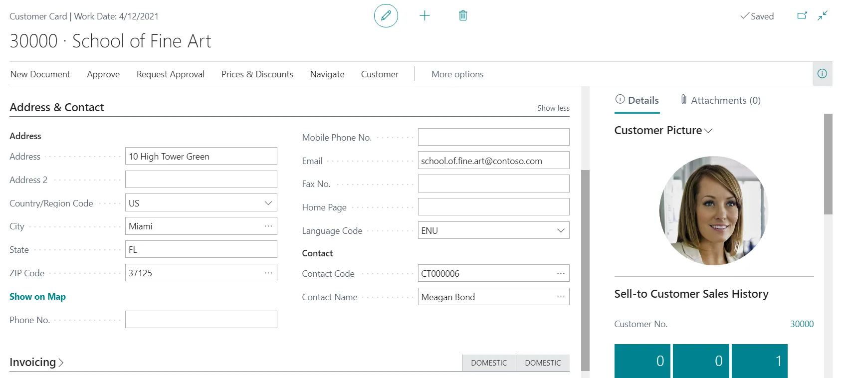 Debitorenkarte in Microsoft Dynamics 365 Business Central